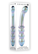 Load image into Gallery viewer, Gender X Lustrous Galaxy Wand Glass Dildo - Blue/Green/Multicolor/Purple