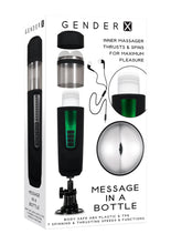 Load image into Gallery viewer, Gender X Message In A Bottle Rechargeable Thrusting Spinning Stroker - Black/Clear