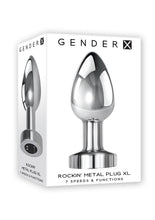 Load image into Gallery viewer, Gender X Rockin Rechargeable Metal XL Plug - Metal/Silver - XLarge
