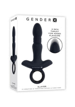 Load image into Gallery viewer, Gender X Slayer Rechargeable Silicone Thrusting Anal Vibrator - Black