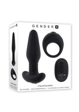 Load image into Gallery viewer, Gender X Teamwork Rechargeable Silicone Anal Plug with Remote - Black