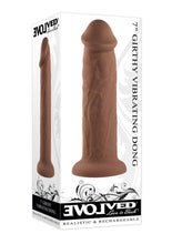 Load image into Gallery viewer, Girthy Vibrating Rechargeable Silicone Dildo - Caramel - 7in