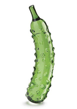Load image into Gallery viewer, Glas Caressing Cucumber Glass Dildo - Green - 8.25in