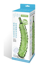 Load image into Gallery viewer, Glas Caressing Cucumber Glass Dildo - Green - 8.25in