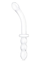 Load image into Gallery viewer, Glas Girthy Ribbed G-Spot Glass Dildo with Handle Grip Double End - Clear - 12in