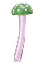 Load image into Gallery viewer, Glas Magic Mushroom Glass Dildo - Green/Pink - 7.5in