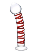 Load image into Gallery viewer, Glas Mr. Swirly Glass Dildo - Clear/Red - 8in