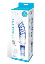 Load image into Gallery viewer, Glas Realistic Double Ended Glass Dildo with Handle - Blue/Clear - 11in