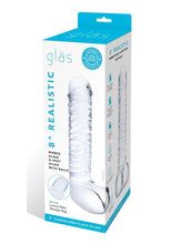 Load image into Gallery viewer, Glas Realistic Ribbed Glass G-Spot Dildo with Balls - Clear - 8in