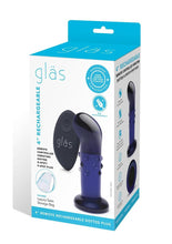 Load image into Gallery viewer, Glas Rechargeable Remote Controlled Vibrating Glass Dotted G-Spot/P-Spot Plug - Blue - 4in