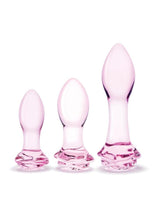 Load image into Gallery viewer, Glas Rosebud Butt Plug - Pink - 3 Piece/Set