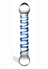 Load image into Gallery viewer, Glass Spiral Glass Textured Dildo - Blue/Clear - 6.5in