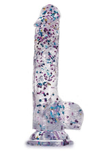 Load image into Gallery viewer, Glittergasm Realistic Clear Dildo with Balls and Suction Cup - Blue/Purple/Violet Glitter - Blue/Purple