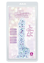 Load image into Gallery viewer, Glittergasm Realistic Clear Dildo with Balls and Suction Cup - Blue/Purple/Violet Glitter - Blue/Purple