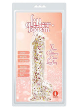Load image into Gallery viewer, Glittergasm Realistic Clear Dildo with Balls and Suction Cup - Red/Orange/Golden Glitter - Gold/Orange/Red