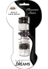 Load image into Gallery viewer, Hung Pleasure Stars Jelly Cock Rings - Black/Clear - 6 Per Pack