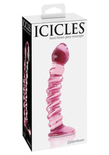 Load image into Gallery viewer, Icicles No 28 Textured Glass G-Spot Dildo - Pink - 7in