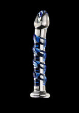 Load image into Gallery viewer, Icicles No. 5 Textured Glass Dildo - Blue/Clear - 7.25in