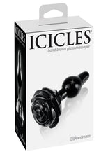 Load image into Gallery viewer, Icicles No 77 Flower Shaped Glass Anal Plug - Black