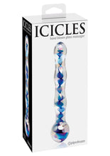Load image into Gallery viewer, Icicles No. 8 Beaded Glass Dildo - Blue/Clear - 7in