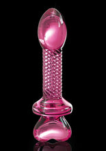 Load image into Gallery viewer, Icicles No. 82 Textured Glass Juicer Anal Probe with Heart Shaped Handle - Pink