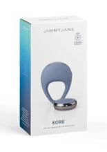 Load image into Gallery viewer, Jimmyjane Kore Rechargeable Silicone Cock Ring with Remote - Blue