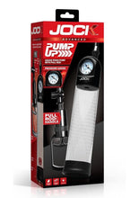 Load image into Gallery viewer, Jock Pump Up Gauge Penis Pump with Pull Rod - Black