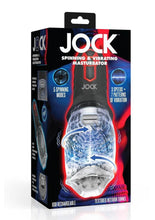 Load image into Gallery viewer, Jock Spinning and Vibrating Rechargeable Masturbator - Black/Clear