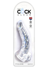Load image into Gallery viewer, King Cock Dildo with Balls - Clear - 7.5in