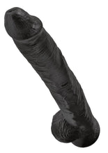 Load image into Gallery viewer, King Cock Dildo with Balls - Black - 14in
