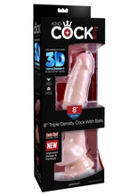 Load image into Gallery viewer, King Cock Plus Triple Density Dildo with Balls - Vanilla - 8in