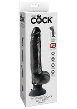 Load image into Gallery viewer, King Cock Vibrating Dildo with Balls - Black - 9in