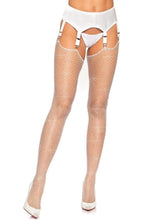 Load image into Gallery viewer, Leg Avenue Rhinestone Fishnet Stockings - White - One Size