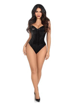 Load image into Gallery viewer, Leg Avenue Sequin Boned Snap Crotch Bodysuit with Detachable Clear Strap