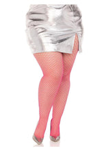 Load image into Gallery viewer, Leg Avenue Spandex Industrial Net Tights - 1x-2x - Neon Pink