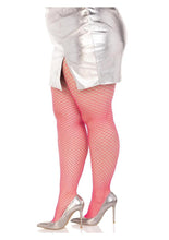 Load image into Gallery viewer, Leg Avenue Spandex Industrial Net Tights - 1x-2x - Neon Pink