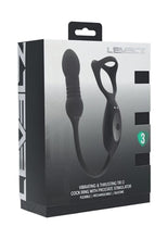 Load image into Gallery viewer, Levelz Vibrating and Thrusting Silicone Rechargeable Tri O Cock Ring with Prostate Stimulator - Black