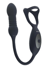 Load image into Gallery viewer, Levelz Vibrating and Thrusting Silicone Rechargeable Tri O Cock Ring with Prostate Stimulator - Black