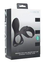 Load image into Gallery viewer, Levelz Vibrating Silicone Rechargeable Cock and Ball Ring with Shaft Loop - Black