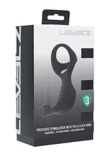 Load image into Gallery viewer, Levelz Vibrating Silicone Rechargeable Prostate Stimulator with Tri O Cock Ring - Black