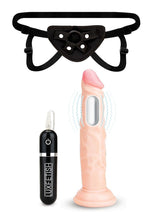Load image into Gallery viewer, Lux Fetish Realistic Vibrating Dildo with Harness Remote Control - Vanilla - 6.5in