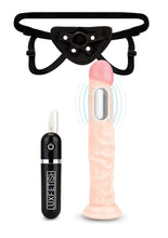 Load image into Gallery viewer, Lux Fetish Realistic Vibrating Dildo with Harness Remote Control - Vanilla - 8.5in