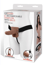 Load image into Gallery viewer, Lux Fetish Rechargeable Strap-On with Balls - Caramel - One Size - 6in