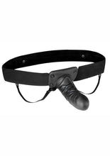 Load image into Gallery viewer, Lux Fetish Unisex Vibrating Hollow Strap-On Dildo with Wired Remote Control - Black - 9in