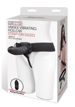 Load image into Gallery viewer, Lux Fetish Unisex Vibrating Hollow Strap-On Dildo with Wired Remote Control - Black - 9in