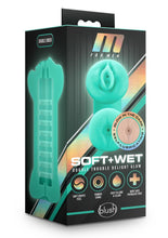 Load image into Gallery viewer, M For Men Soft and Wet Double Trouble Glow In The Dark Masturbator - Blue/Glow In The Dark/Turquoise/Vanilla