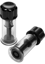 Load image into Gallery viewer, Master Series Black Max Powerful Twist Nipple Suckers - Black/Silver