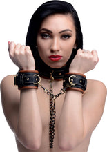 Load image into Gallery viewer, Master Series Coax Collar to Wrist Restraints - Brown