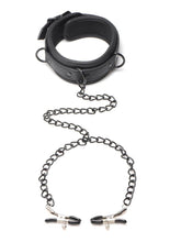 Load image into Gallery viewer, Master Series Collared Temptress Collar with Nipple Clamps - Black
