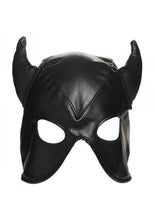 Load image into Gallery viewer, Master Series Dungeon Demon Bondage Hood with Horns - Black